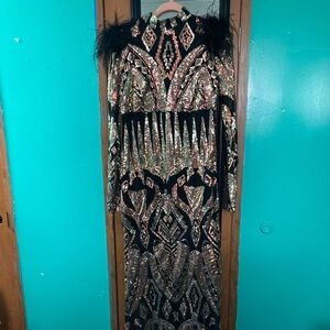 Sequin gold and black dress